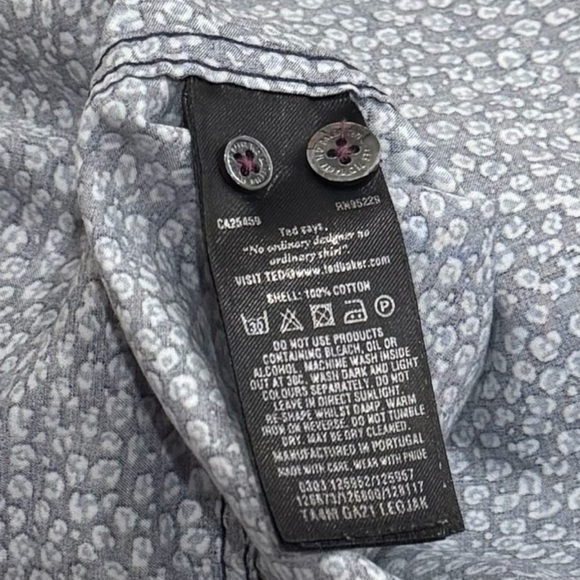 Ted Baker Blue Leopard Print Long Sleeve Chic Careerwear Buttondown Size 4 - Picture 8 of 11
